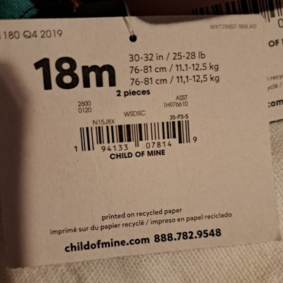 Child of Mine by Carter's tshirt & pants set, 12 or 18 months, New - Picture 5 of 10